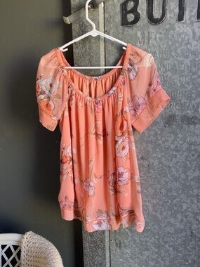 St. John's Bay Peach Floral Off-Shoulder Blouse